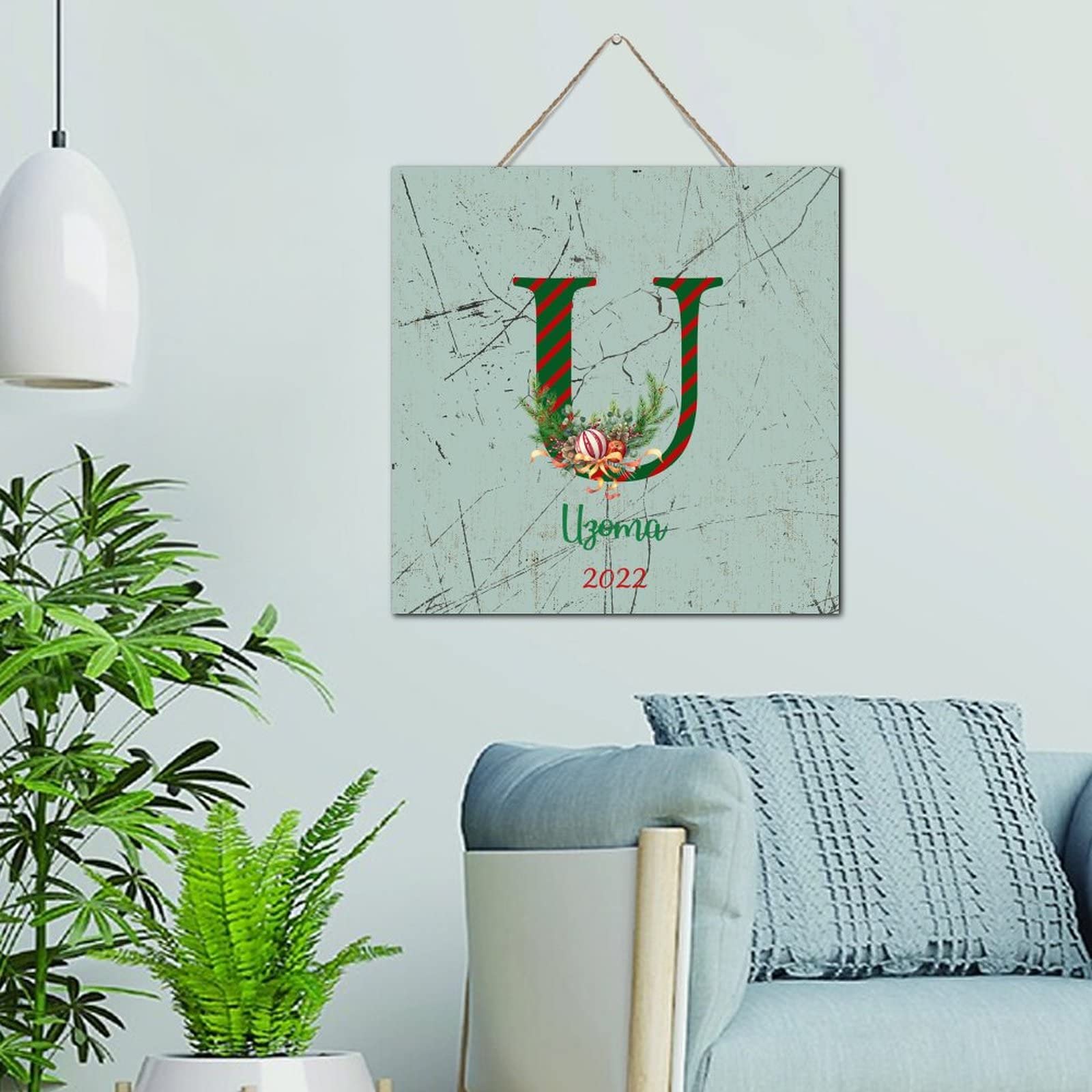 Monogramme personnalisé bois plaque decorative Noel initiale nom suspension murale cuisine