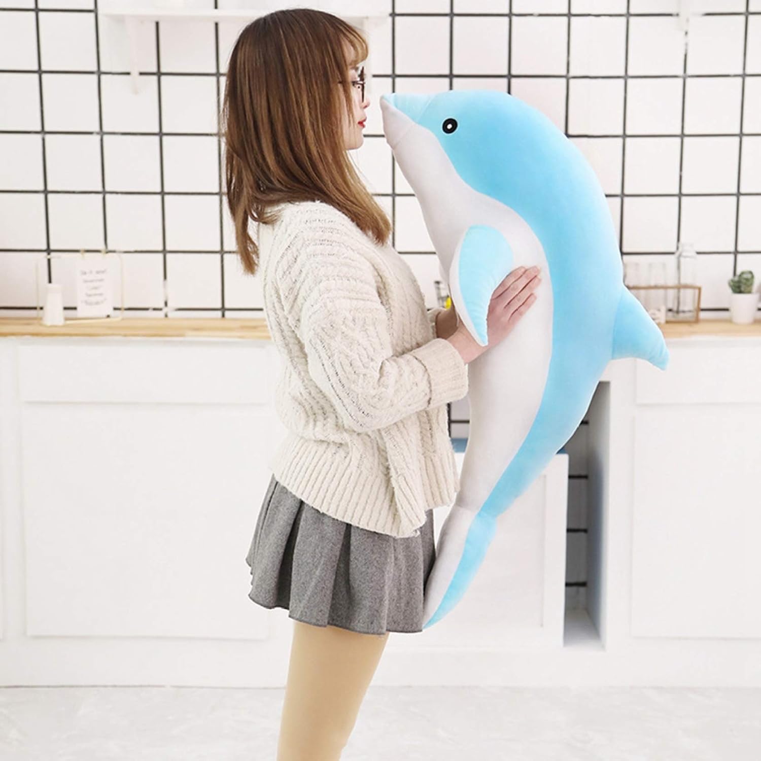 Amazon ぬいぐるみ 特大 海豚 イルカ いるか 140cm 動物 可愛い 海豚ぬいぐるみ 縫い包み イルカ抱き枕 お祝い ふわふわぬいぐるみ 柔らかい 横向き寝 寝室おもちゃ 部屋飾り ブルー グレー ピンク 抱き枕 オンライン通販