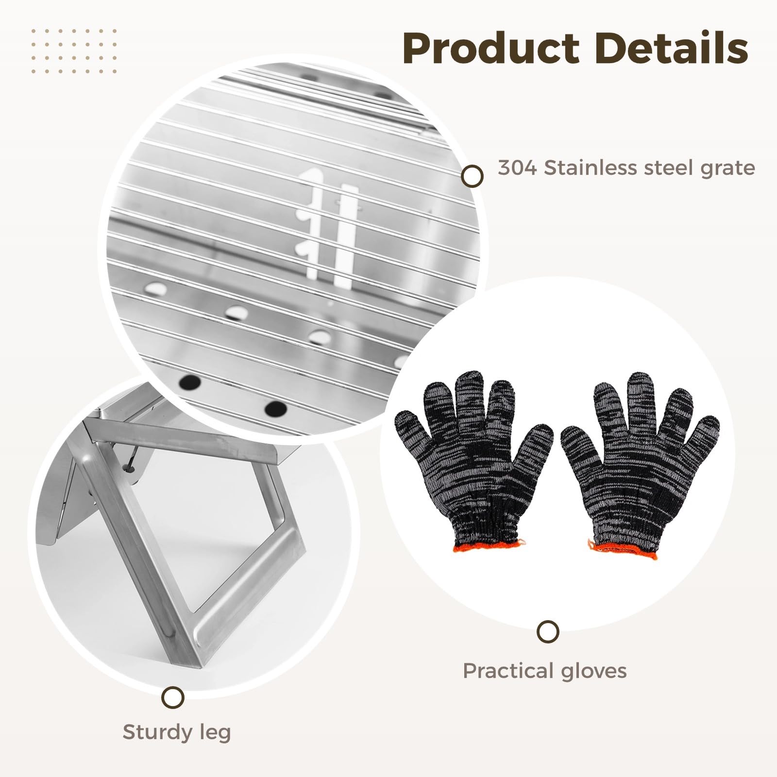 Barbecue portatile pieghevole a carbonella per viaggi, campeggio e giardino, piccolo barbecue affumicatore in acciaio inox, barbecue da tavolo per carbonella, picnic e viaggi