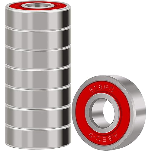 BESIY Bearings for Skateboards, Longboards, Inline Skates, Roller Skates, Spinners, Double Shielded,8x22x7 Miniature Ball Bearings, 608, ABEC-9(Pack of 8)