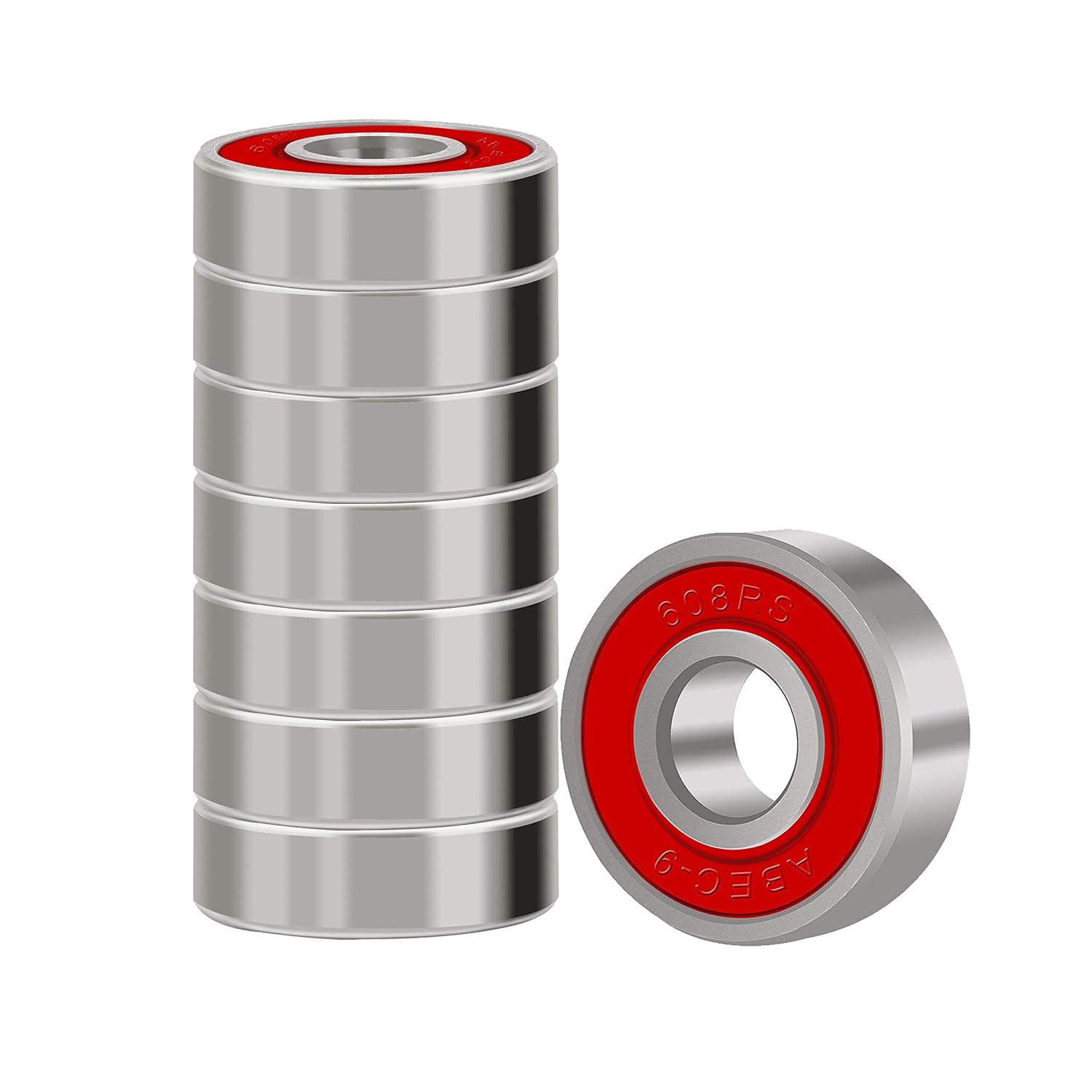 BESIY Bearings for Skateboards, Longboards, Inline Skates, Roller Skates, Spinners, Double Shielded,8x22x7 Miniature Ball Bearings, 608, ABEC-9(Pack of 8)