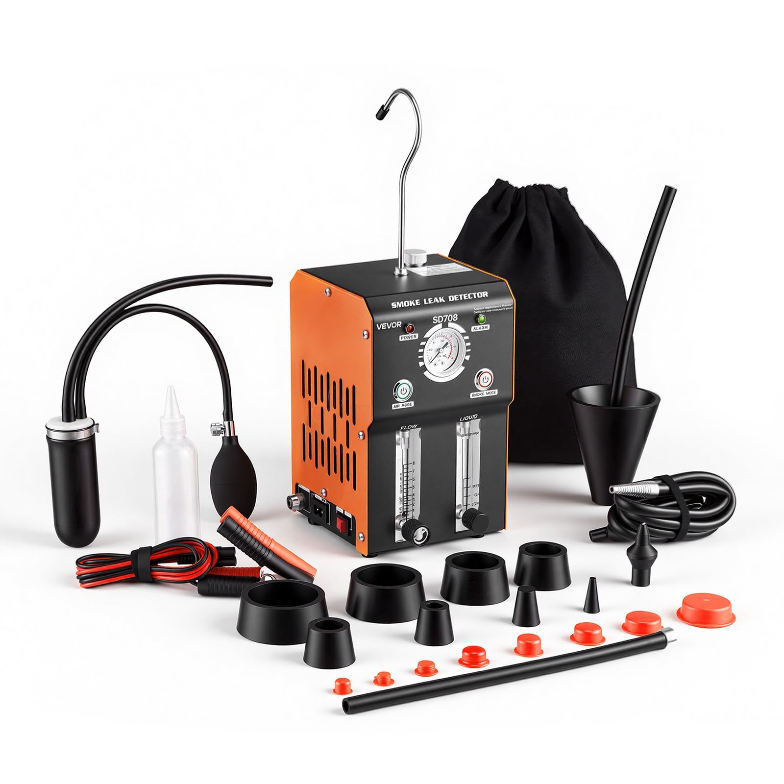 VEVOR Máquina de Fugas de Humo 12V CC, Detector de Fugas de Humo Automotriz Probador de Vacío EVAP, con Bomba de Aire, Presión de Salida 19-23 PSI, Diagnóstico de Tuberías de Combustible para Coches