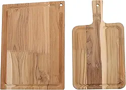 Kit tábuas de Churrasco em Madeira Teca finger com Acabamento lixado