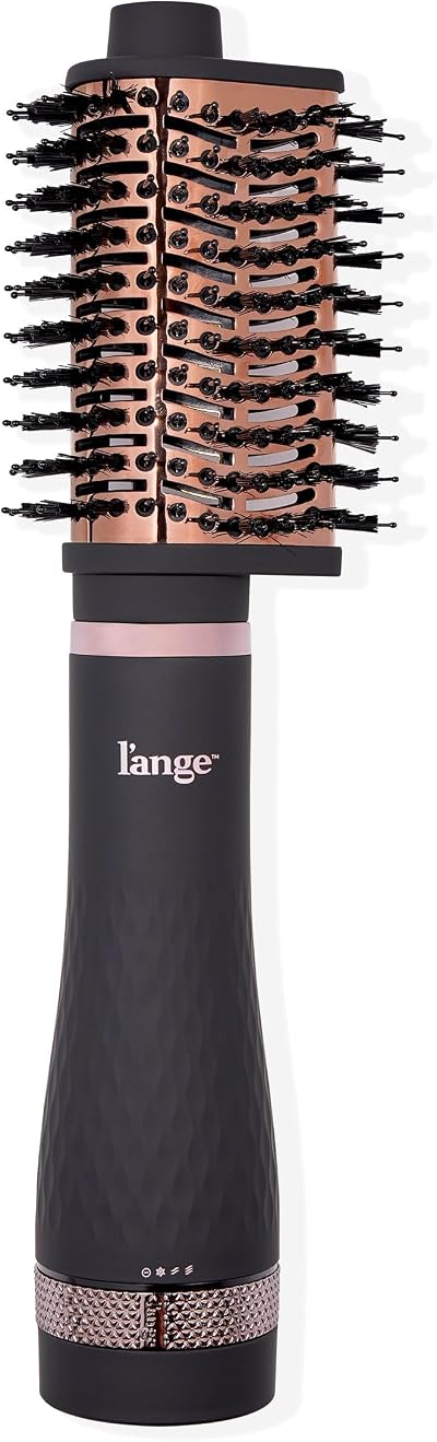 L'ANGE HAIR Multi-Volume Series Blow Dryer Brush | Interchangeable Hair Dryer Brush with Ionic Titanium Barrel for Smooth, Voluminous Styling | Black - Teardrop 65mm
