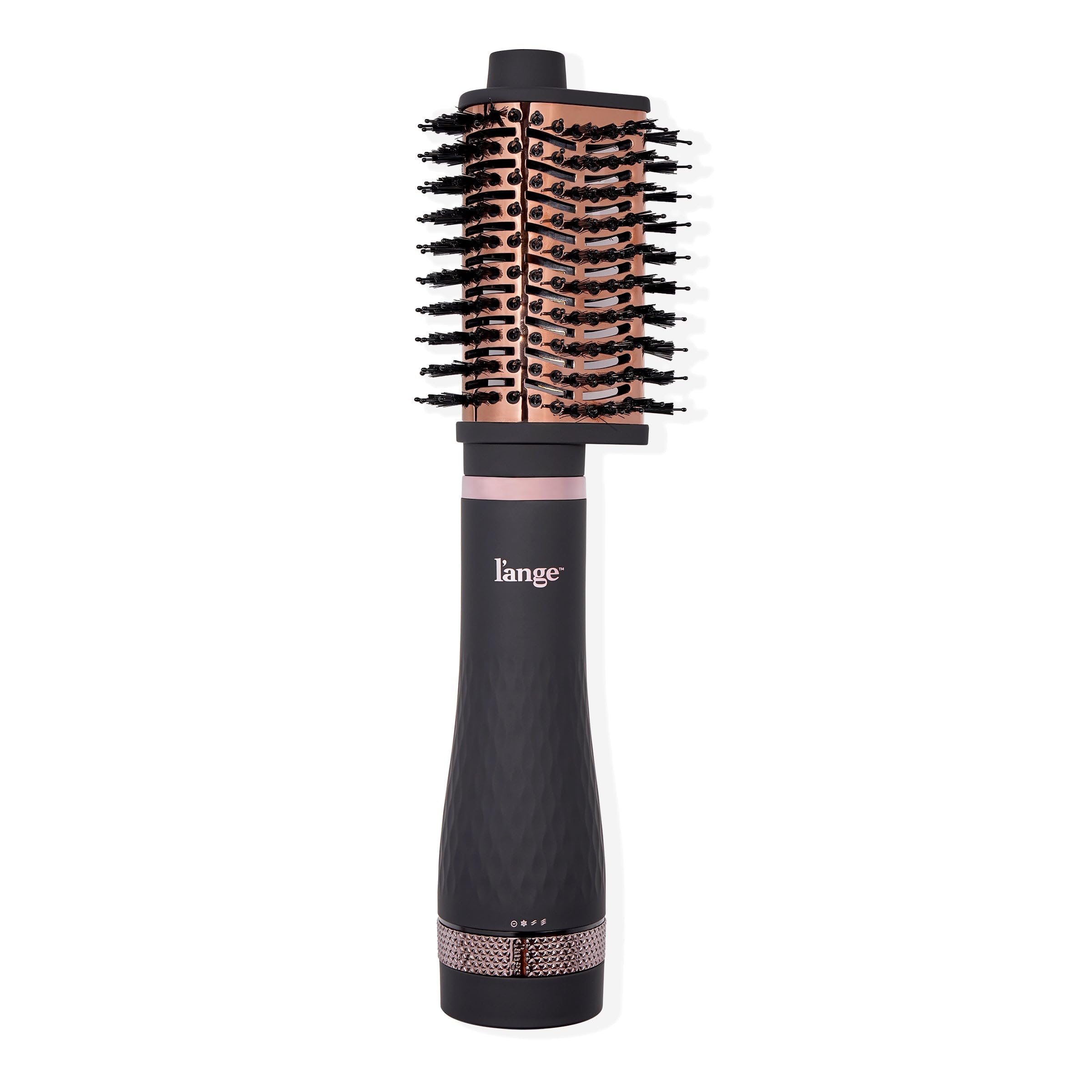 L'ANGE HAIR Multi-Volume Series Blow Dryer Brush | Interchangeable Hair Dryer Brush with Ionic Titanium Barrel for Smooth, Voluminous Styling | Black - Teardrop 65mm