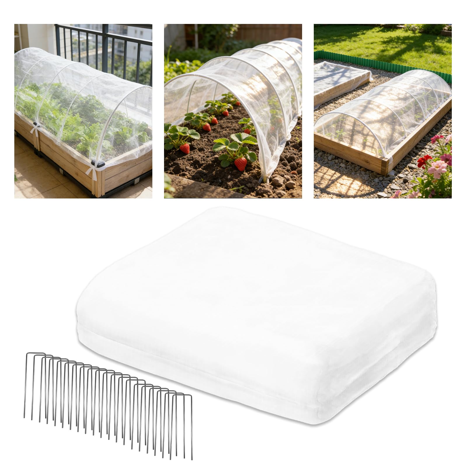 Yuaerbuo 3 x 10m Garden Netting Fine Mesh Vegetable Protection, Insect Netting For Vegetables, Grass Seed Protector From Birds, Butterfly for Fruit, Crops, Greenhouse Row Covers, with 20 Pegs