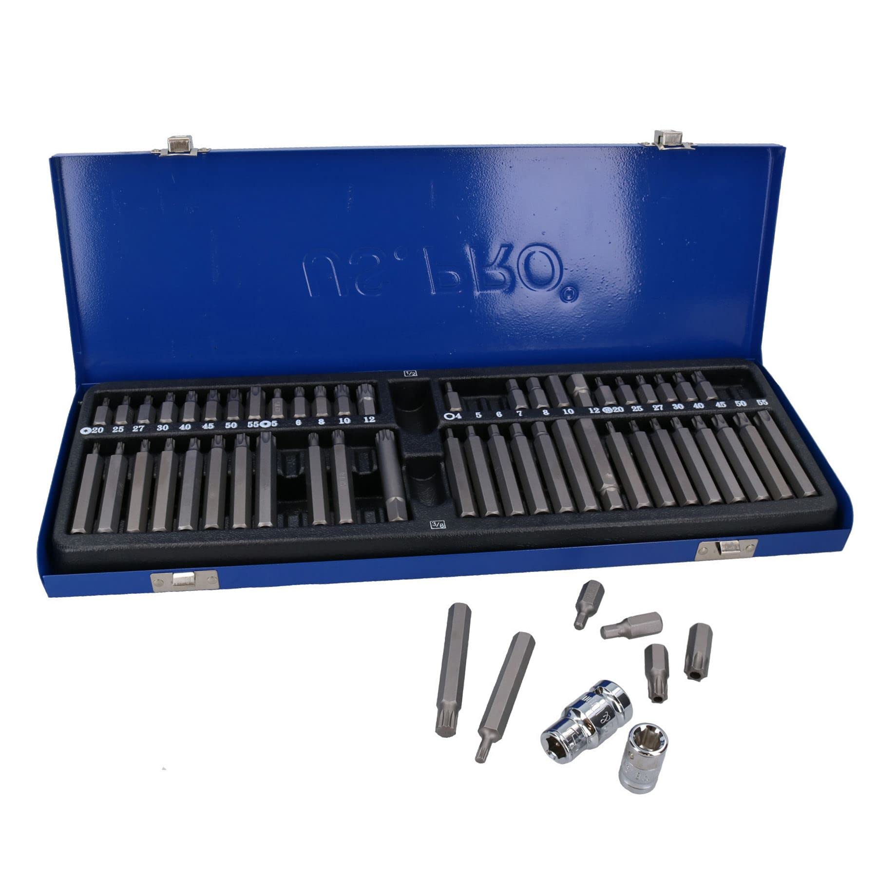 Hex/Allen/Torx/Tamper/Star/Spline Sockets 58pc Set 3/8" 1/2" Dr AT910