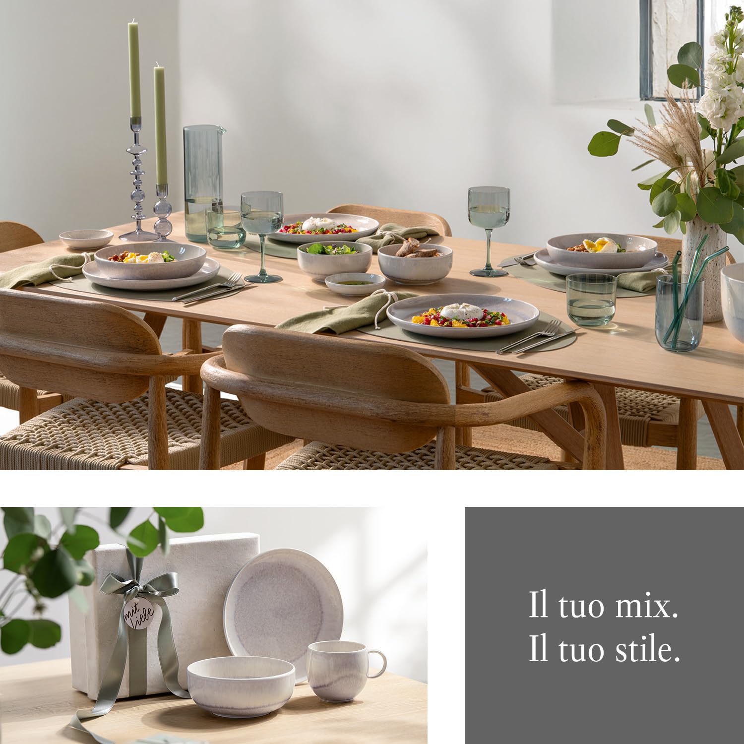 like. by Villeroy & Boch – Perlemor set di stoviglie in porcellana, 6 pz., look pottery, servizio da colazione per 2 persone