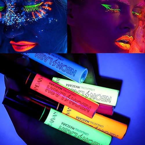 Miniatura 2 de GL-Turelifes Máscara de pestañas con brillo UV, máscara fluorescente de color arcoíris, rímel colorido neón, impermeable, extensiones de pestañas