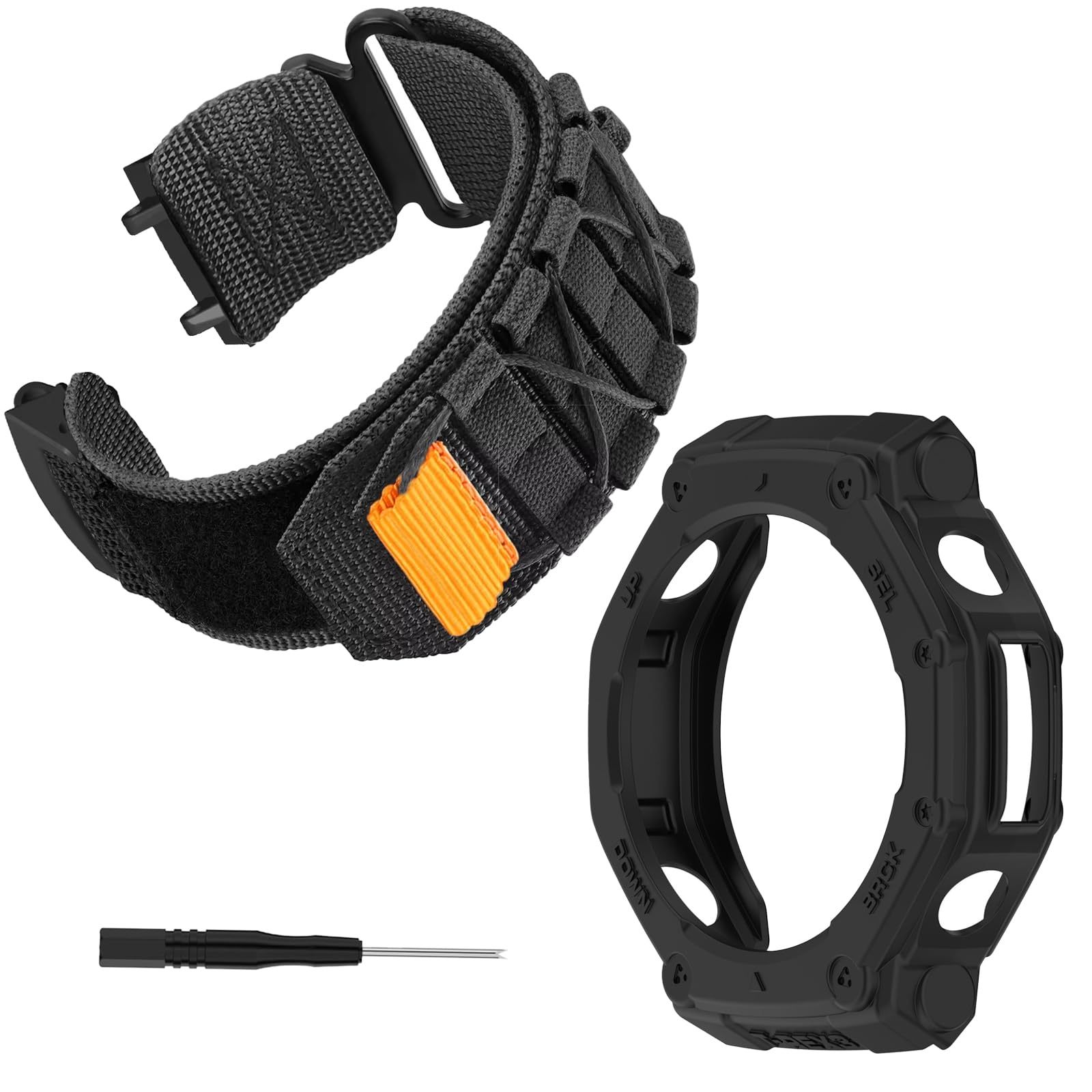 OBOE Combo Pack Nylon Watch Strap with Bumper Case 'COMPATIBLE WITH' Amazfit T-Rex 3 Watch (Black, Combo Pack-Nylon Strap & Case) [WATCH NOT INCLUDED]-image-42