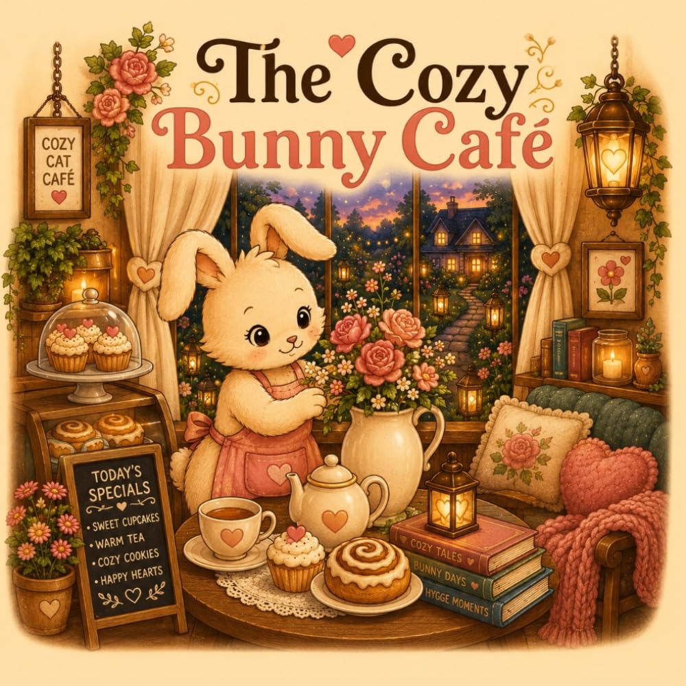 The Cozy Bunny Café: A Calm & Cozy Hygge Coloring Book for Adults Featuring Relaxing Café Scenes, Sweet Treats, Warm Lantern Glow, and Adorable Bunny Adventures (Calm and Cozy Coloring Books)