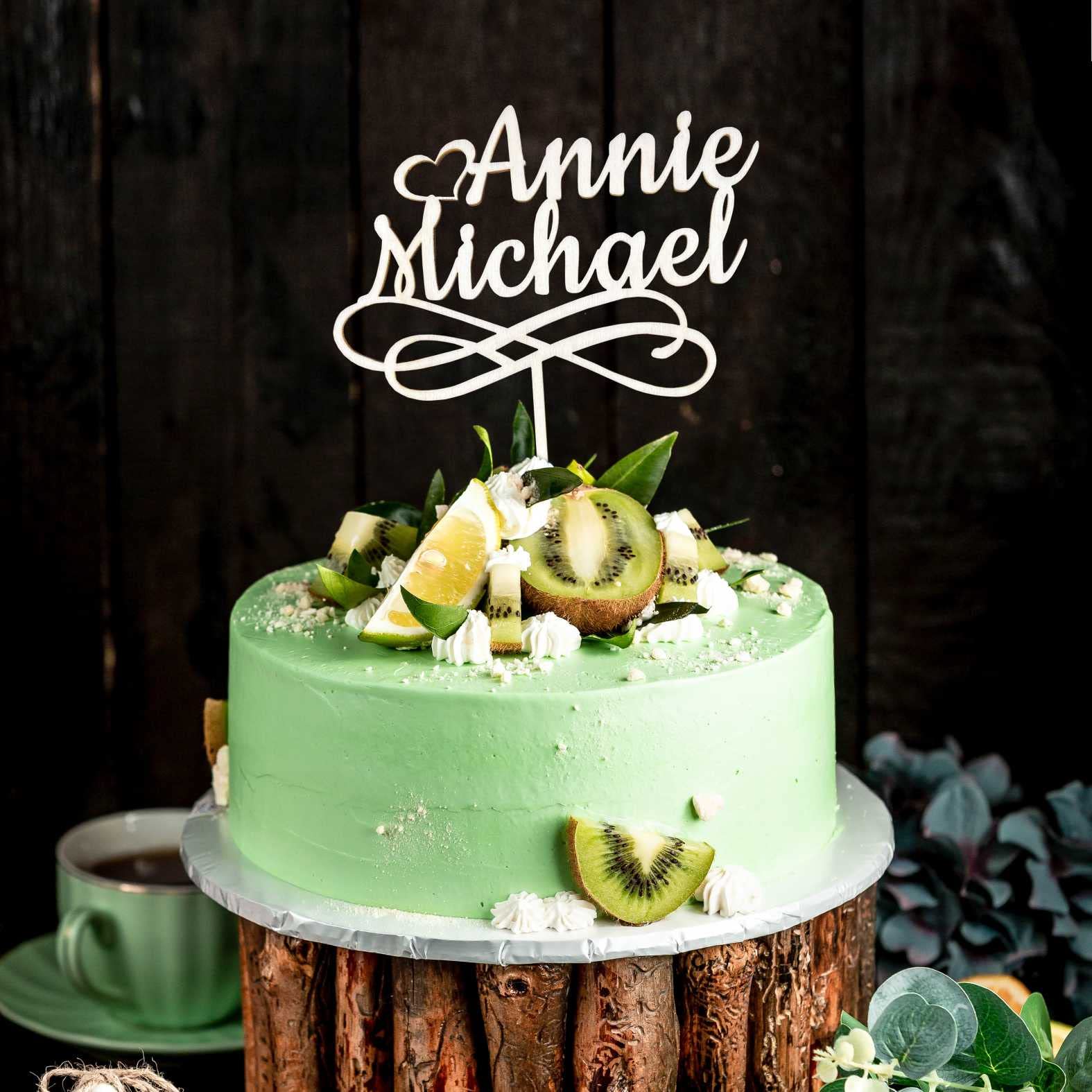 Topper Cake Personnalisé Bois - Mariage Anniversaire Baptême Communion
