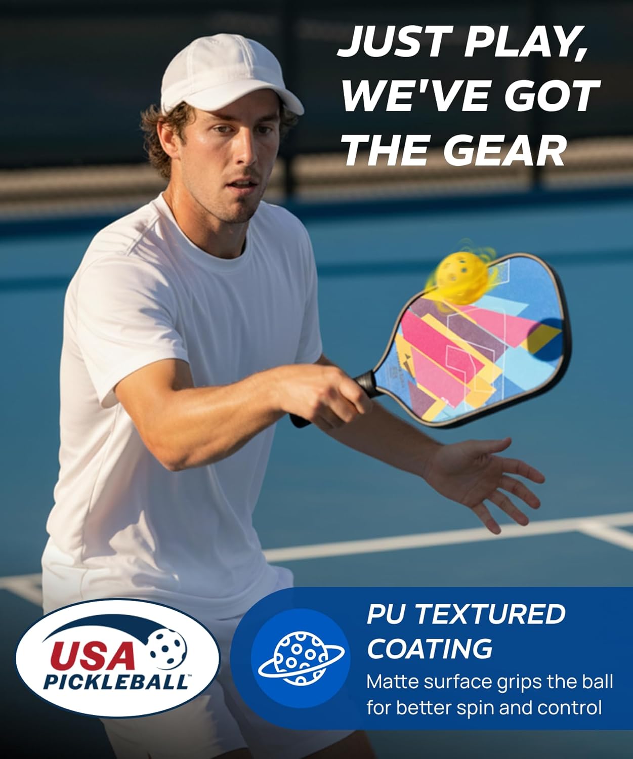 Pickleball Paddles Set of 2, Fiberglass Pickleball Set, Durable & Lightweight USAPA Approved Pickle Ball Rackets 2 Pack Pickleball Gifts for Women with Bag & Outdoor Balls for Men Beginner Kids Adults