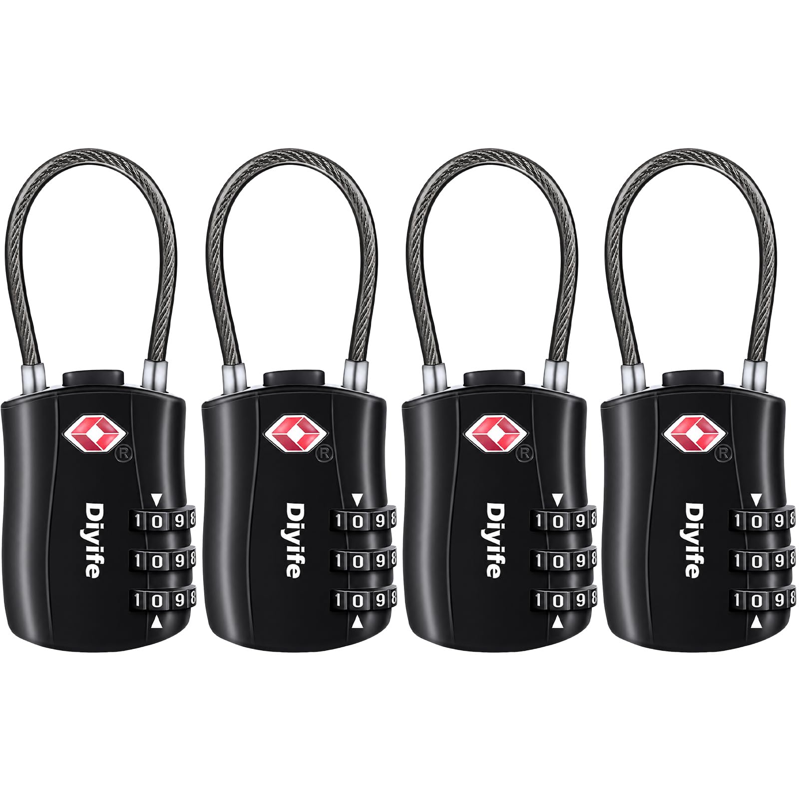 Diyife TSA Luggage Locks, [Newest Version][4 Packs] 3-Digit Security Padlock, Combination Padlocks, Code Lock for Travel Suitcases Luggage Bag Case etc.(Black)-picture-35