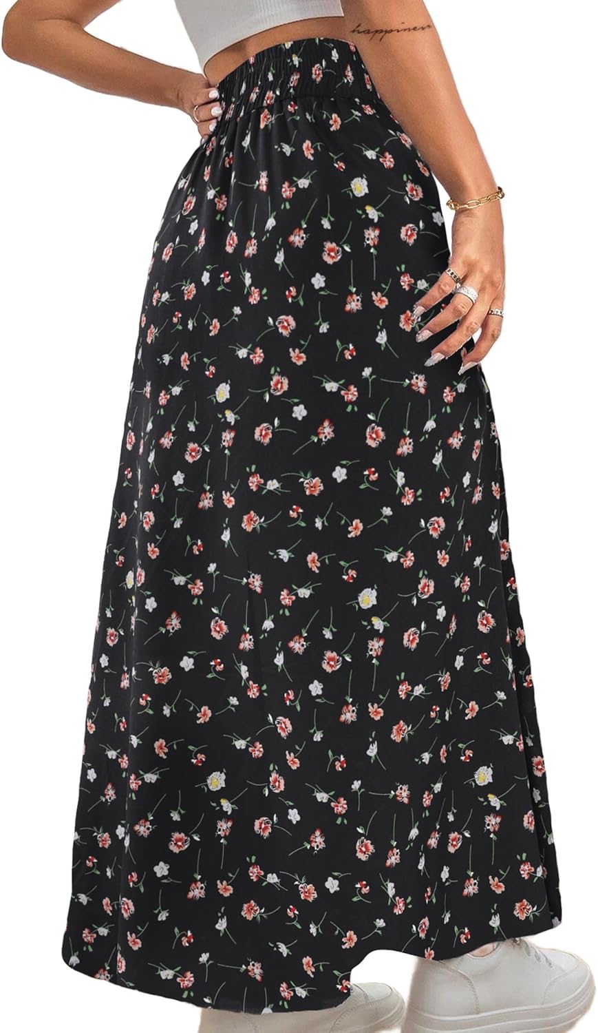 Avanova Women Boho Floral Slit Maxi Skirt Split Thigh High Waisted Long Skirts - Image 2