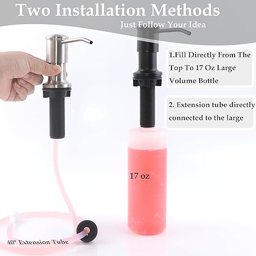 Miniatura 4 de Dispensador de jabón para fregadero, dispensador de jabón integrado para encimera de cocina, con tubo de extensión de 41 pulgadasbotella de 17 onzas