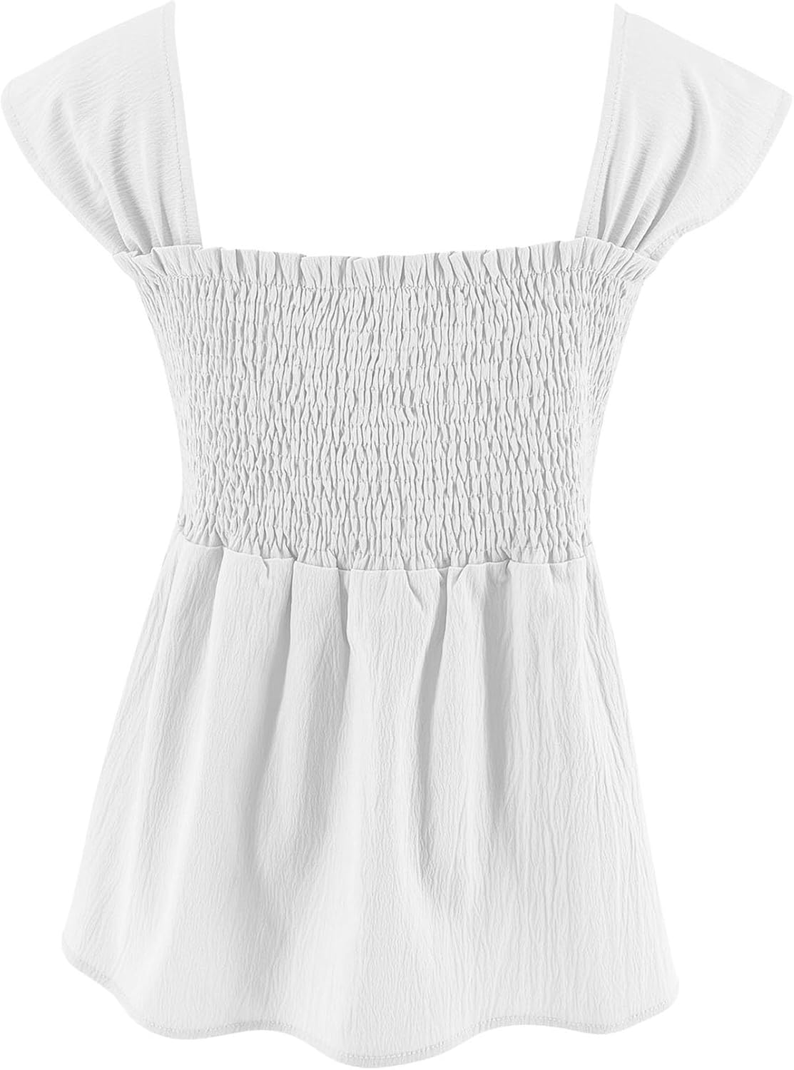 Bingerlily Girls Summer Casual Tops Square Neck T Shirts Cute Smocked Top Tees - Image 3