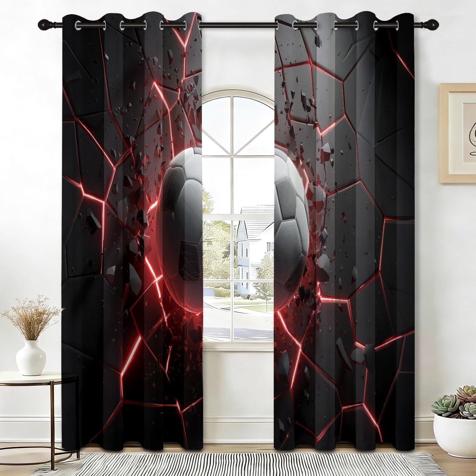 Cortina térmica con ojales, juego de 2 75 x 166 cm, color negro