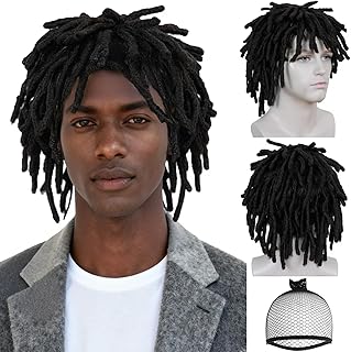 Dreadlock Wig for Men Women Black Curly Dreads Wig Men Funny African American Wigs