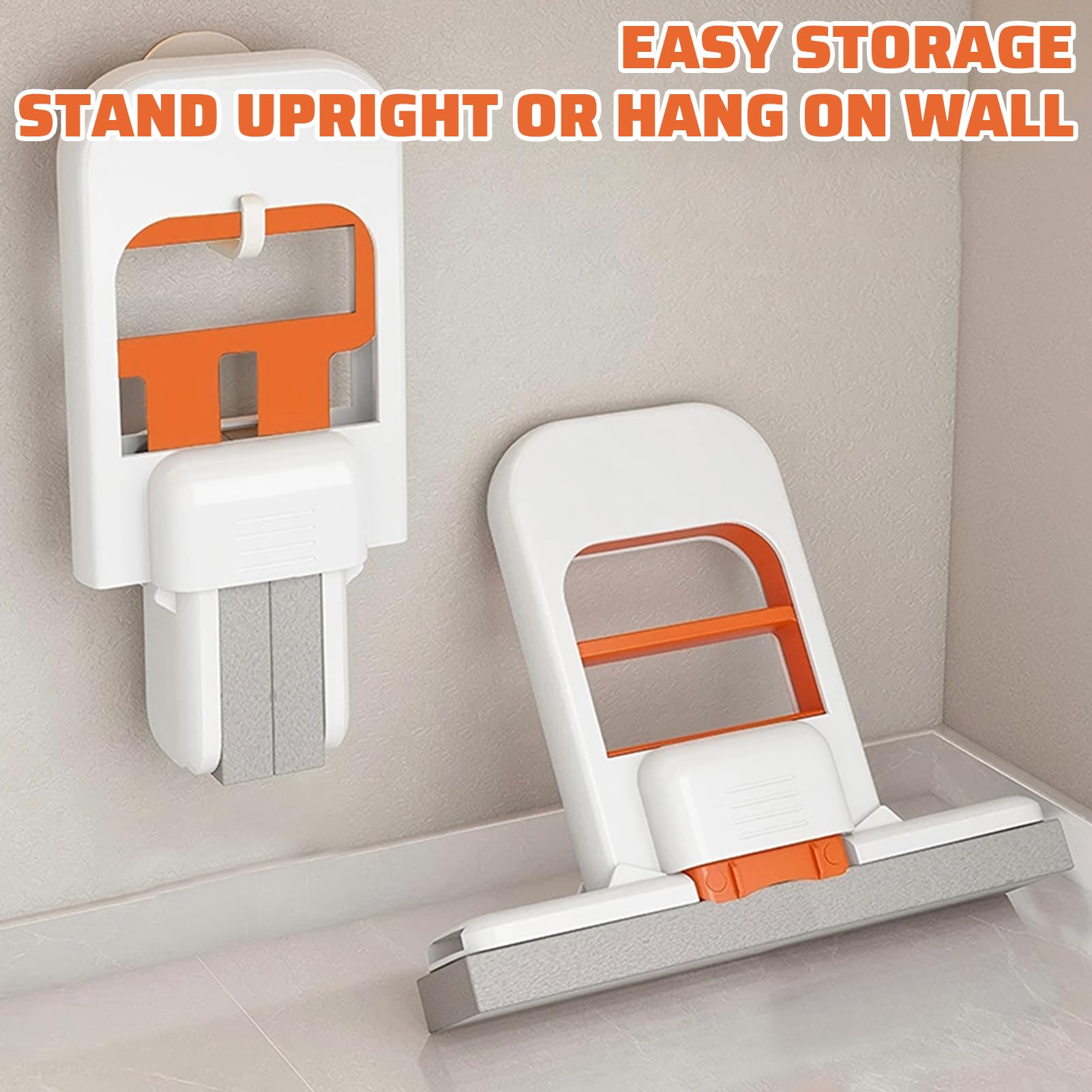 Mopa para espacios pequeños, mini fregona plegable de escritorio con cabezal de esponja, esponja autoescurrible, mopa de limpieza en seco y húmedo para cocina y baño (2 unidades)