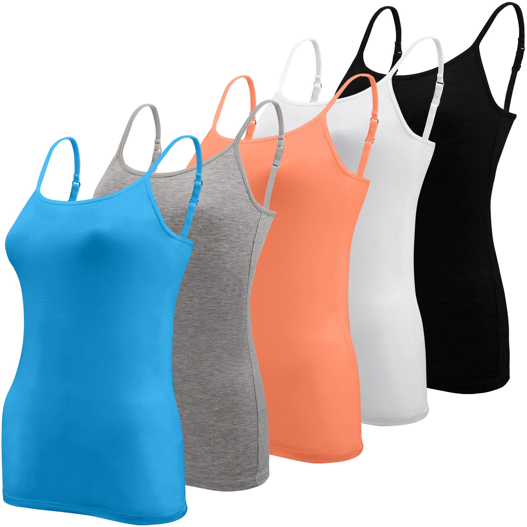 BQTQ 5 Pcs Women's Camisole Tank Top Undershirt Spaghetti Strap Basic Camisoles
