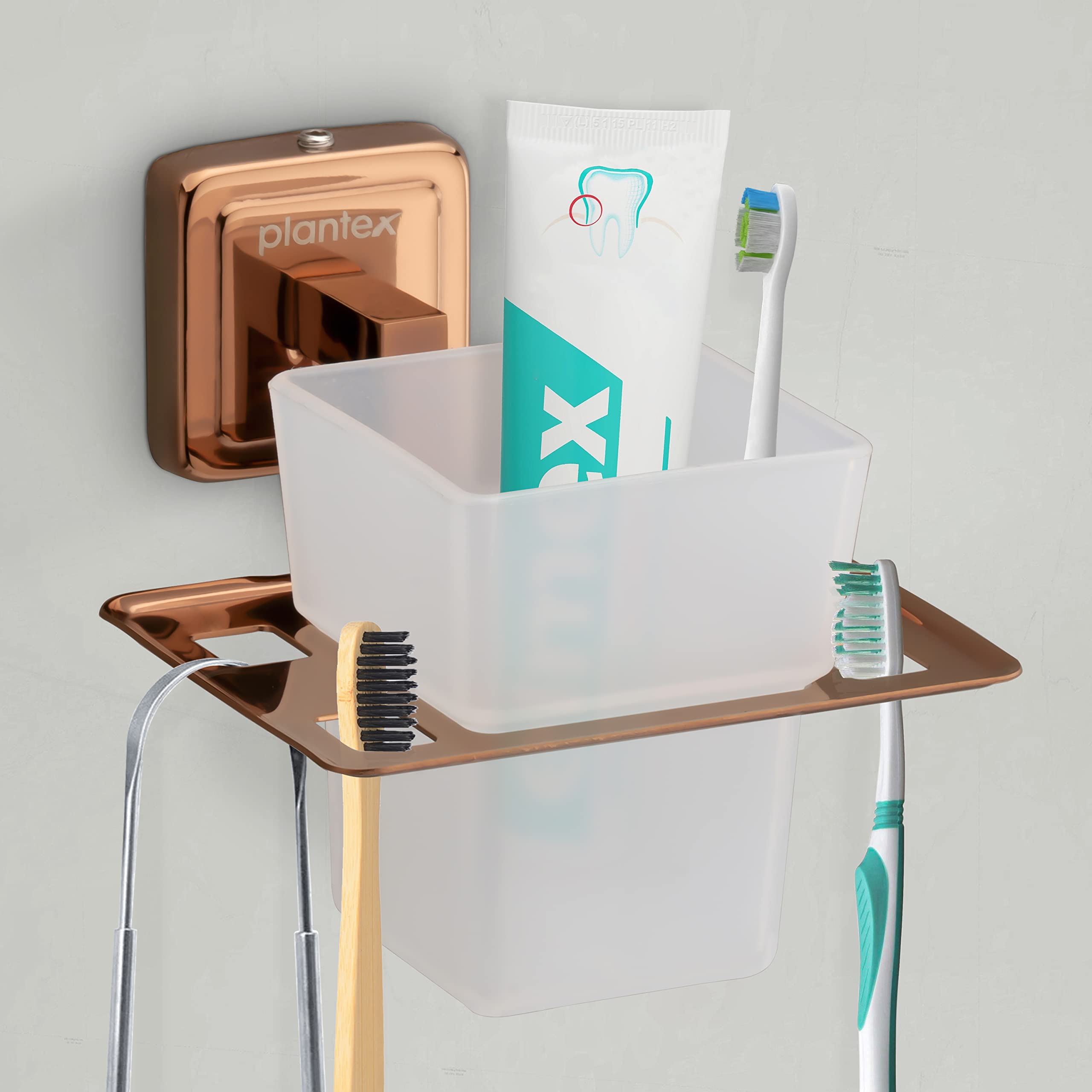 Plantex 304 Grade Stainless Steel Toothbrush/Paste and Tumbler Holder for Bathroom and Wash Basin/Bathroom Accessories Pack of 3, Decan (Rose Gold) (B0BYS19M37) Amazon Price History, Amazon Price Tracker
