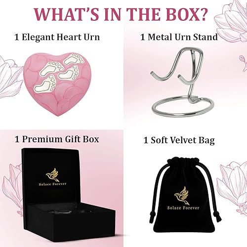 Miniatura 9 de Urna pequeña de corazón para cenizas de bebé, urna de cremación de corazón azul para bebé niño, urna pequeña con caja y soporte, urna conmemorativa