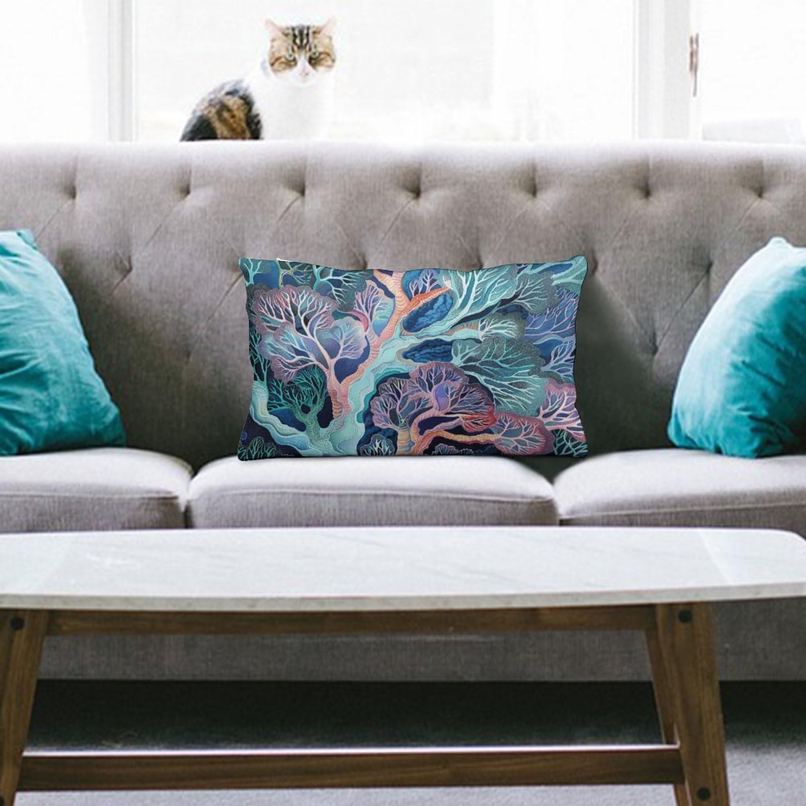 NTVOWPZO Decoration Throw Pillow Covers 8"x12" Pillowcases Covers Fan Coral Image Soft Pillowcases Modern Farmhouse Home Decor Sofa Cushions Covers for Couch Bed Living Room