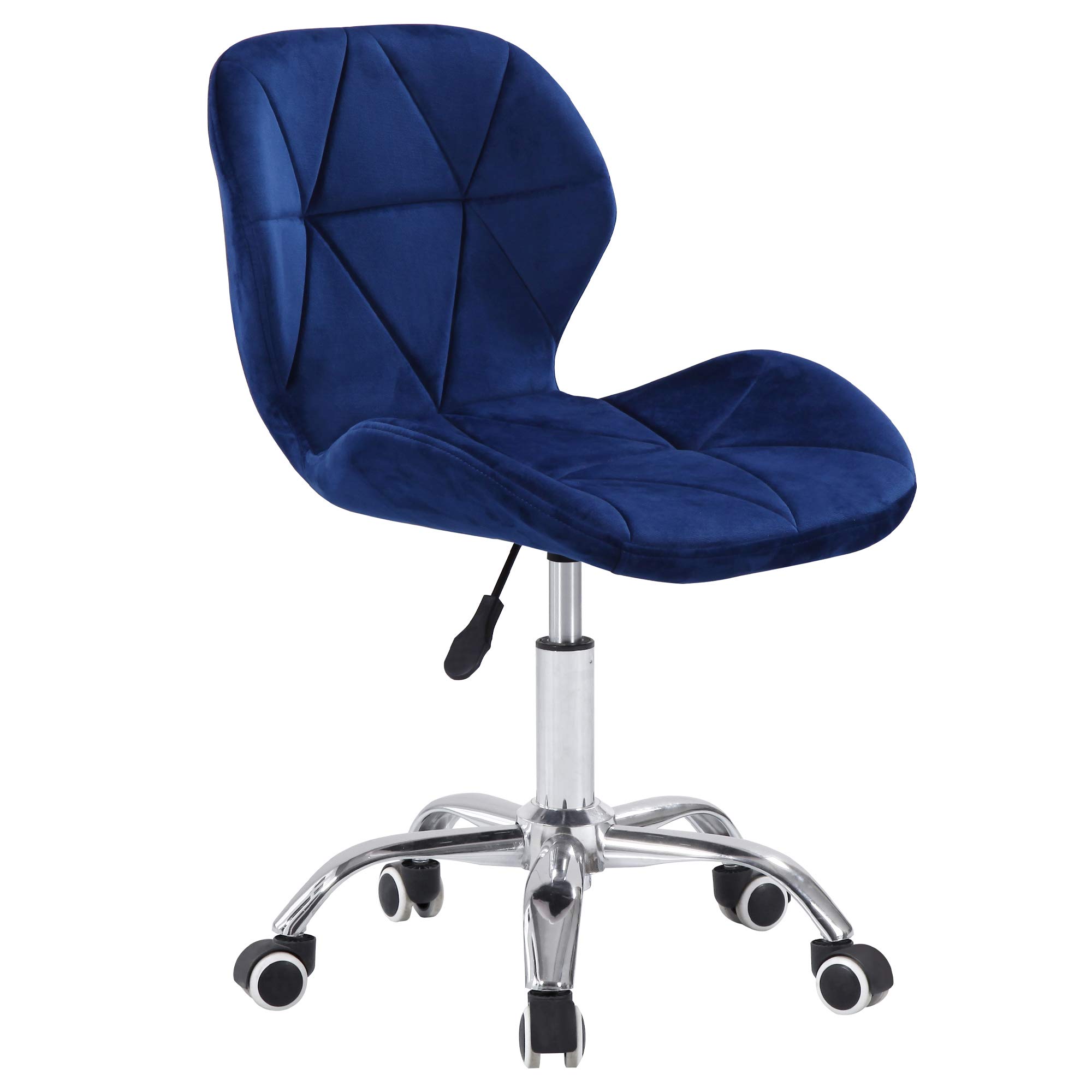 Charles Jacobs Home Office Swivel Computer Desk Chair with a Height Adjustable Chrome base and Wheels - Blue Velvet — image 1