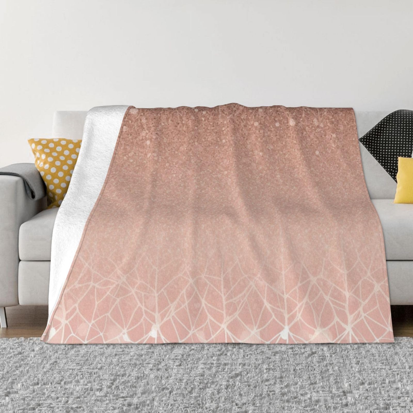 Couverture en micropolaire rose pâle 152x127 cm pour canapé et lit