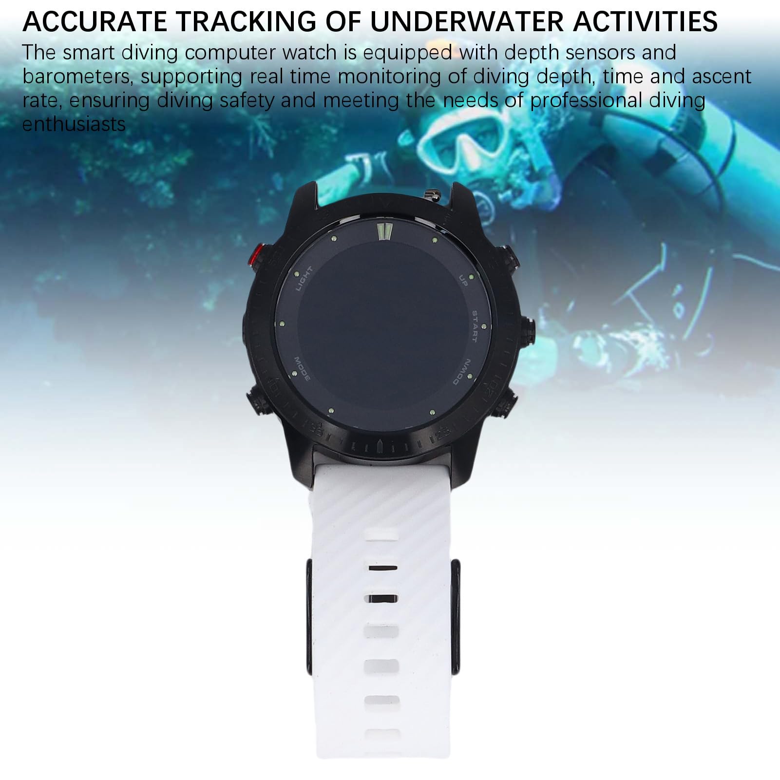 Reloj Inteligente de Buceo con Computadora para Hombres, Elegante Correa Blanca de 1,18 Pulgadas, Seguimiento Preciso de Profundidad, Resistente Al Agua, 100m
