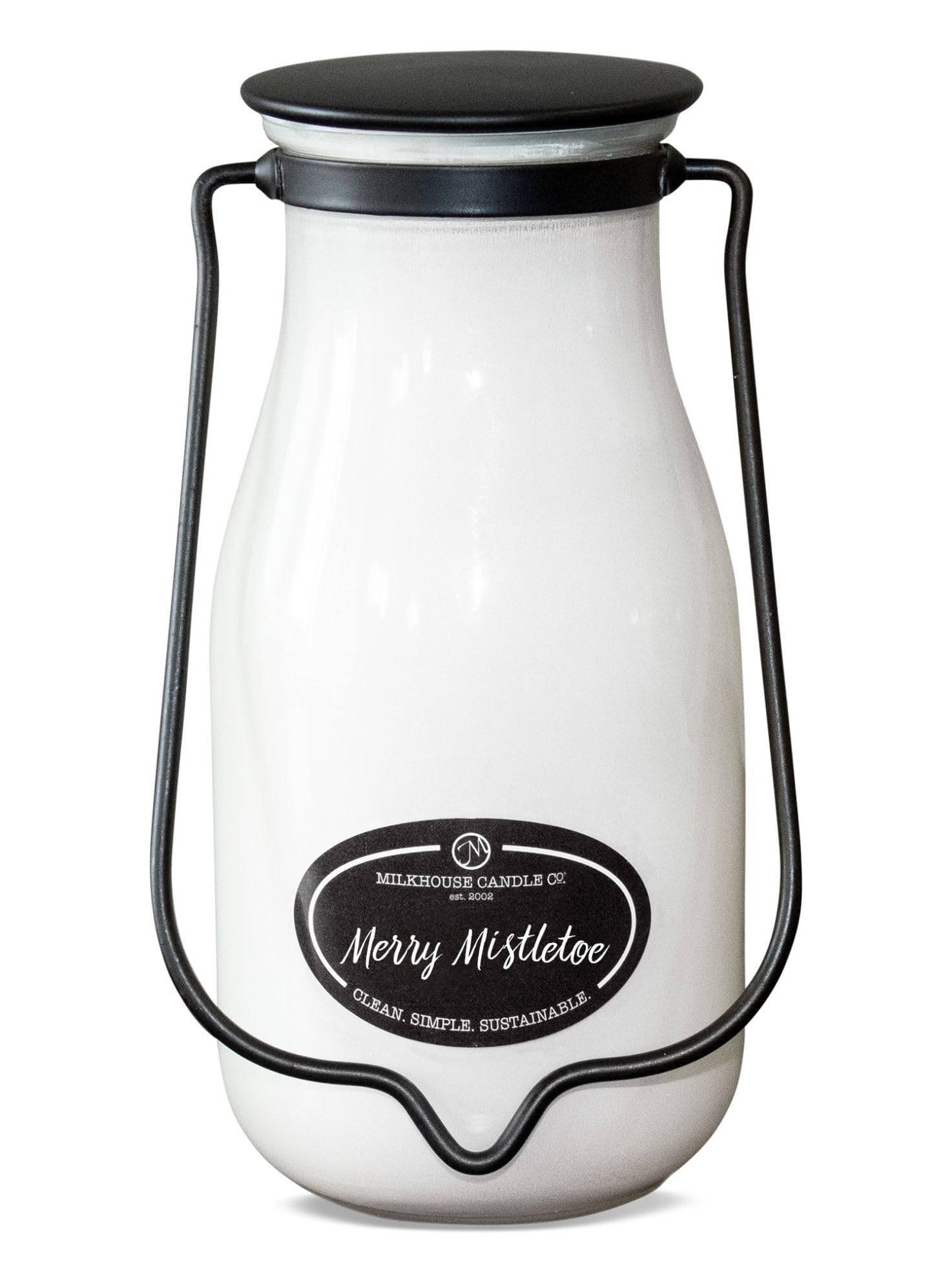 Milkhouse Merry Mistletoe Soy Candle, 14 oz Milkbottle, 90+ Hr Burn