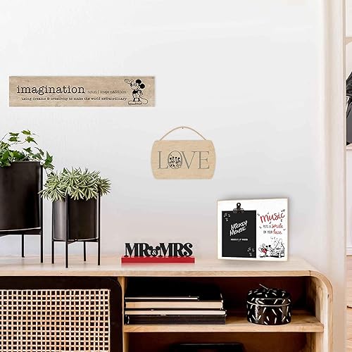 Vista 27 de Disney Mickey Mouse Do the Impossible - Decoración colgante de pared de madera - Divertido letrero de Mickey Mouse con cita de Walt Disney rojo/negro