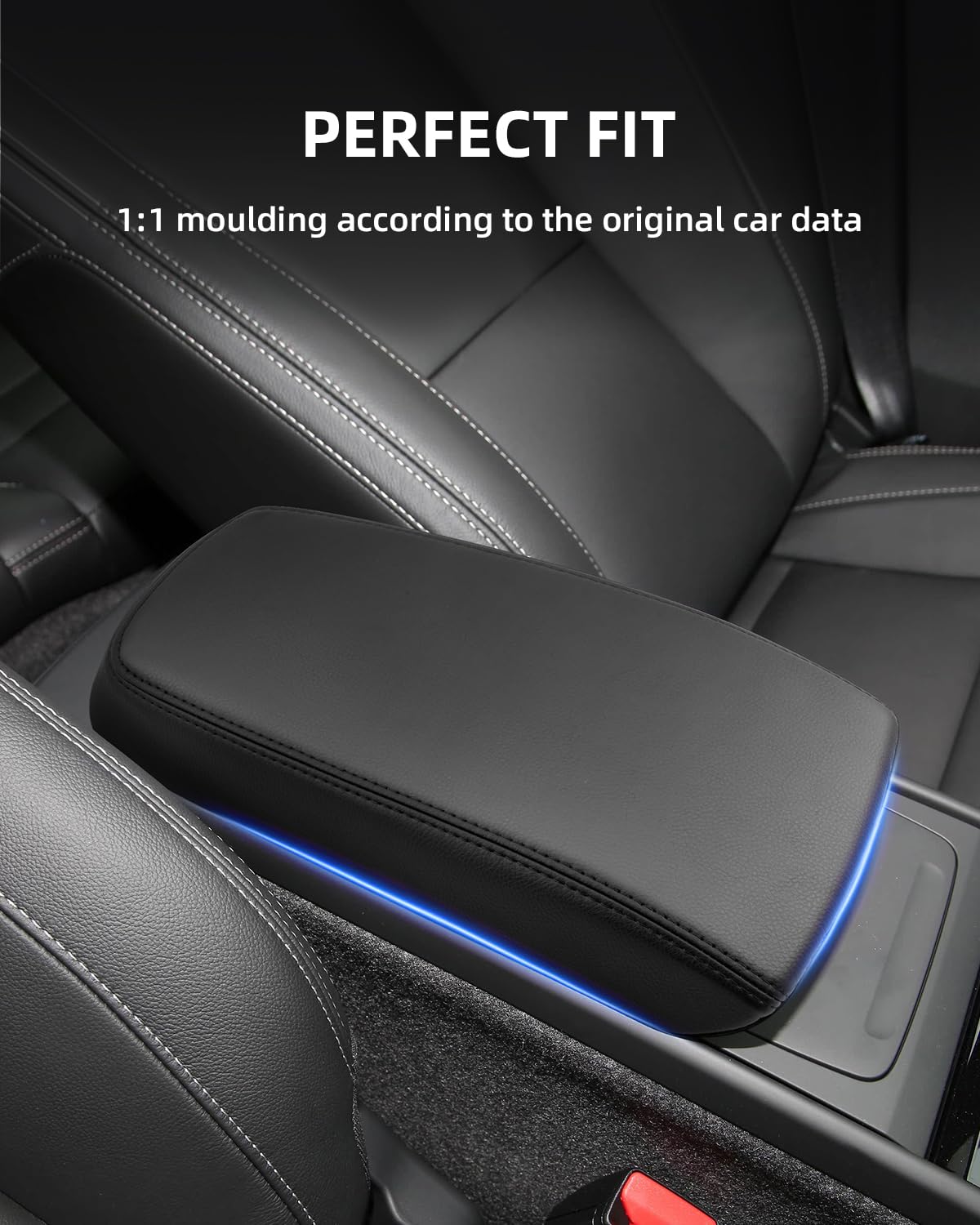 Pokrowiec na Podłokietnik dla Volvo XC40 / C40 Recharge 2018-2025 | Ochrona Podłokietnika Konsoli Środkowej, Tworzywo Skóra PU, Akcesoria do Podnoszenia Podłokietnika, Czarny