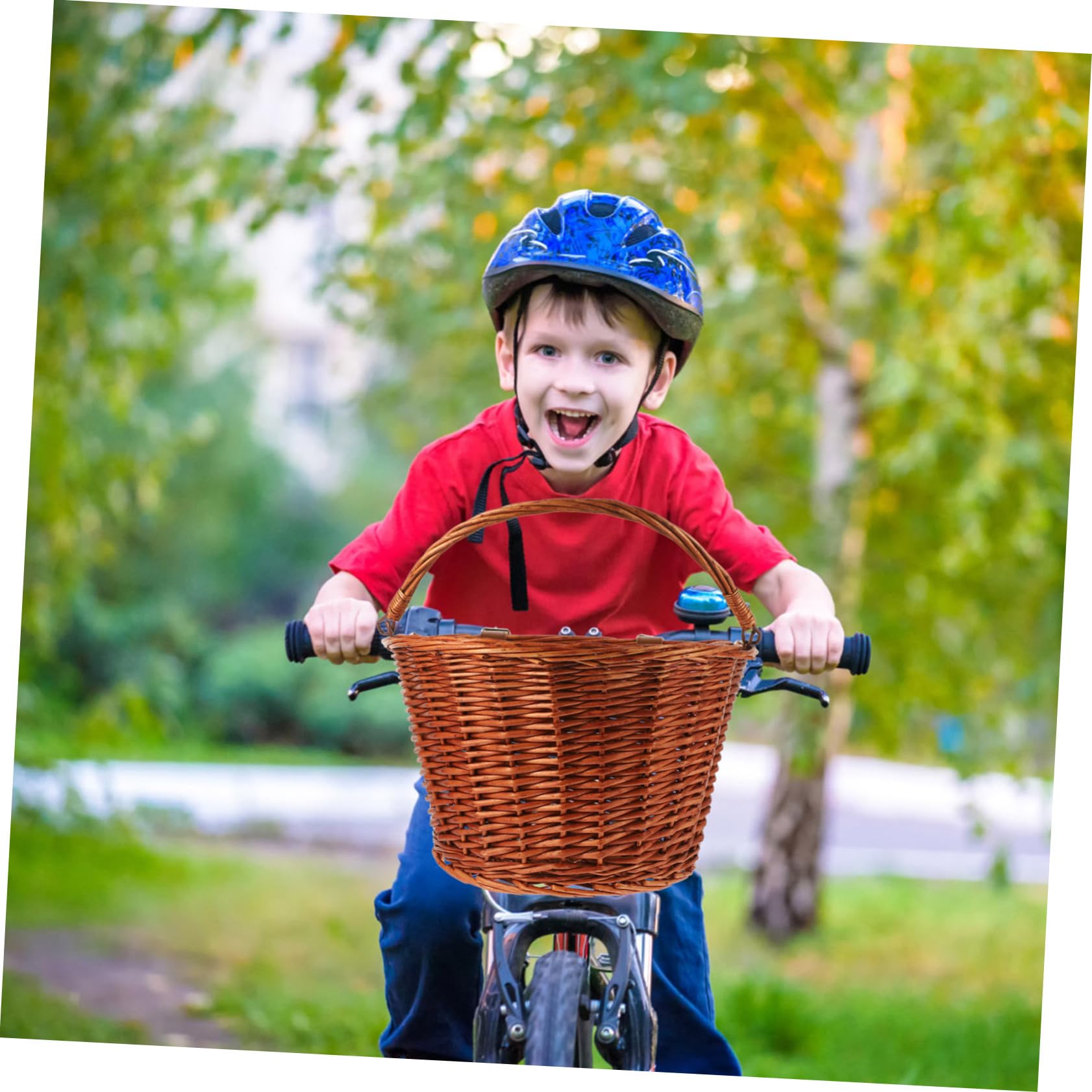 iplusmile Cesta de Mimbre para Bicicleta con Asa, Marrón, Robusta