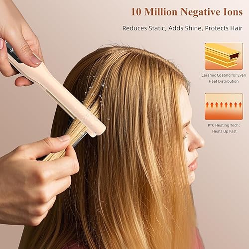 Miniatura 3 de Plancha plana, plancha de pelo de 12 pulgada y rizador 2 en 1, placas flotantes iónicas de cerámica para menos encrespamiento, calentamiento rápido