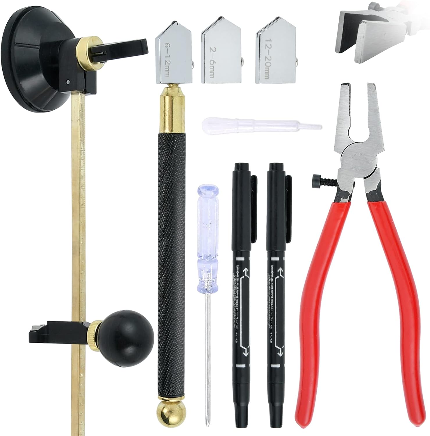 Elesunory 9Pcs Glass Cutting Tool Set for Mirrors, Includes