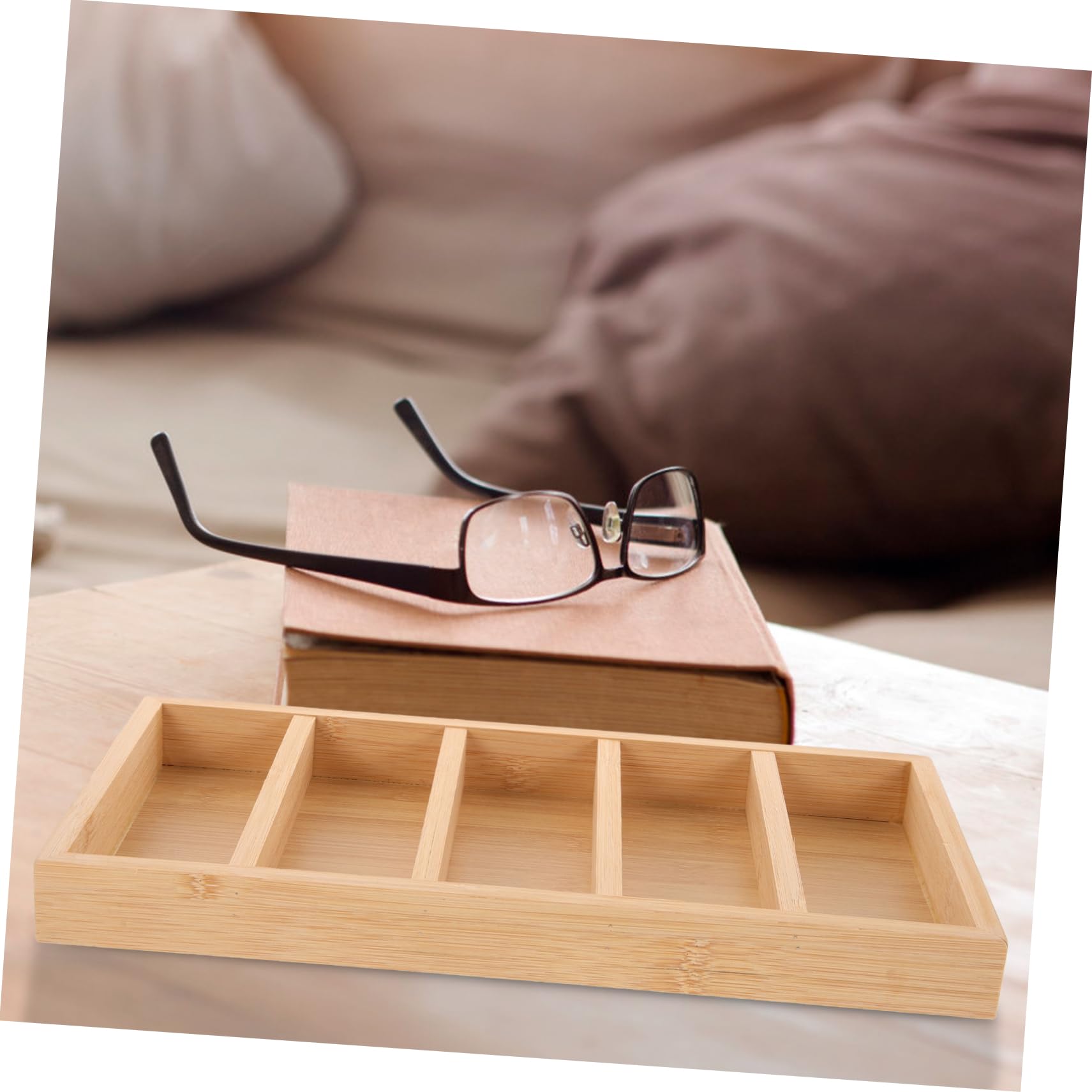 LIFKOME Reggi Occhiali in Legno a 5 Scomparti Khaki, 2 Pezzi
