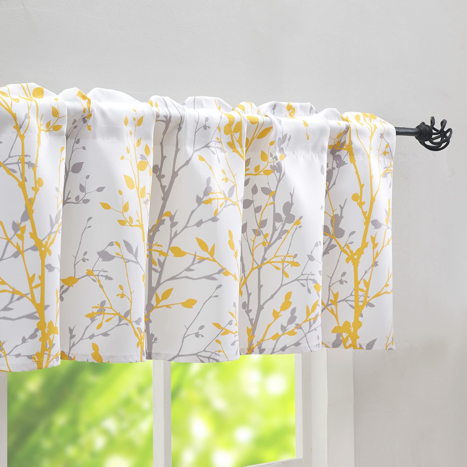 Cortina de cenefa con estampado de ramas de árbol de 18 pulgadas, panel individual