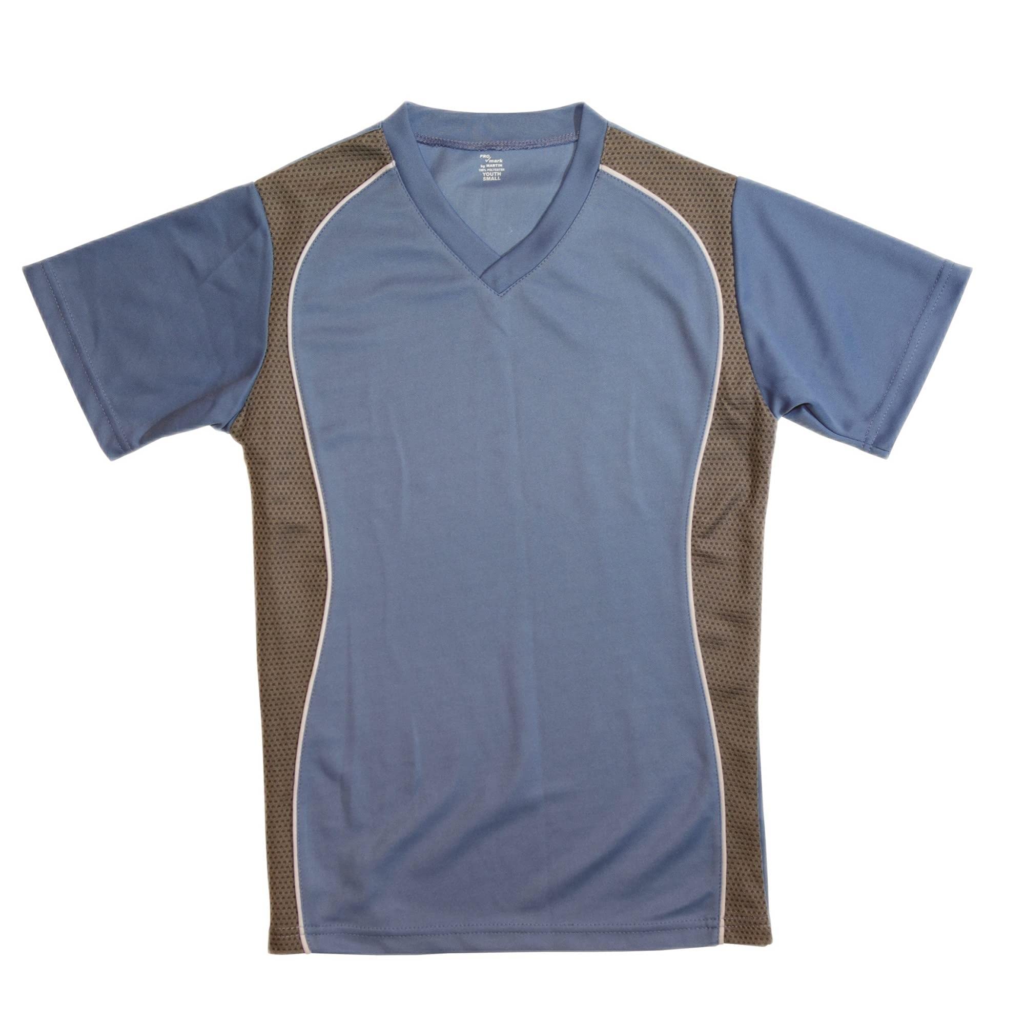 V-NECK JERSEY-COL BLUE W/GRANITE SIDE PANEL-YOUTH-XS