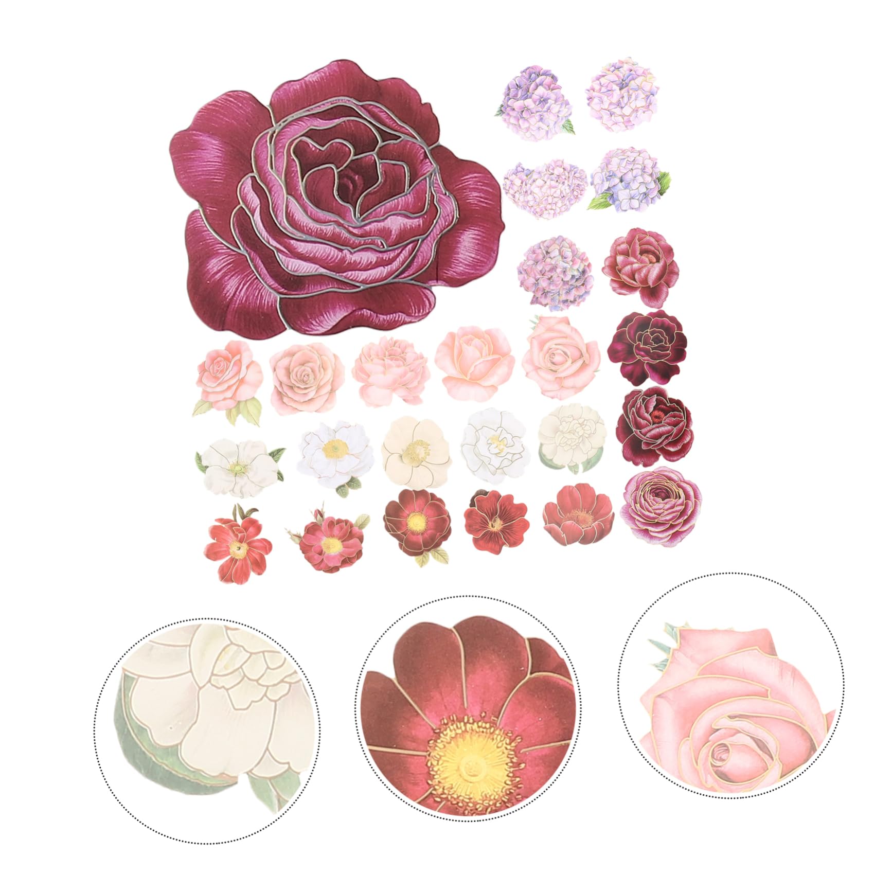 ARTIBETTER 3 Set Adesivi Floreali Decorativi Per Scrapbook E Laptop Adesivi Estetici Per Decorare Bottiglie E Variopinti 50 Pezzi*3