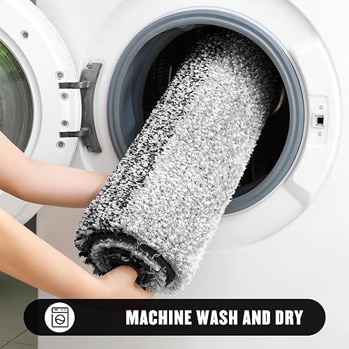 Miniatura 7 de MitoVilla Juego de 2 alfombras de pasillo de baño, gruesas, lavables, antideslizantes, de microfibra suave, esponjosas, modernas, para ducha y baño,