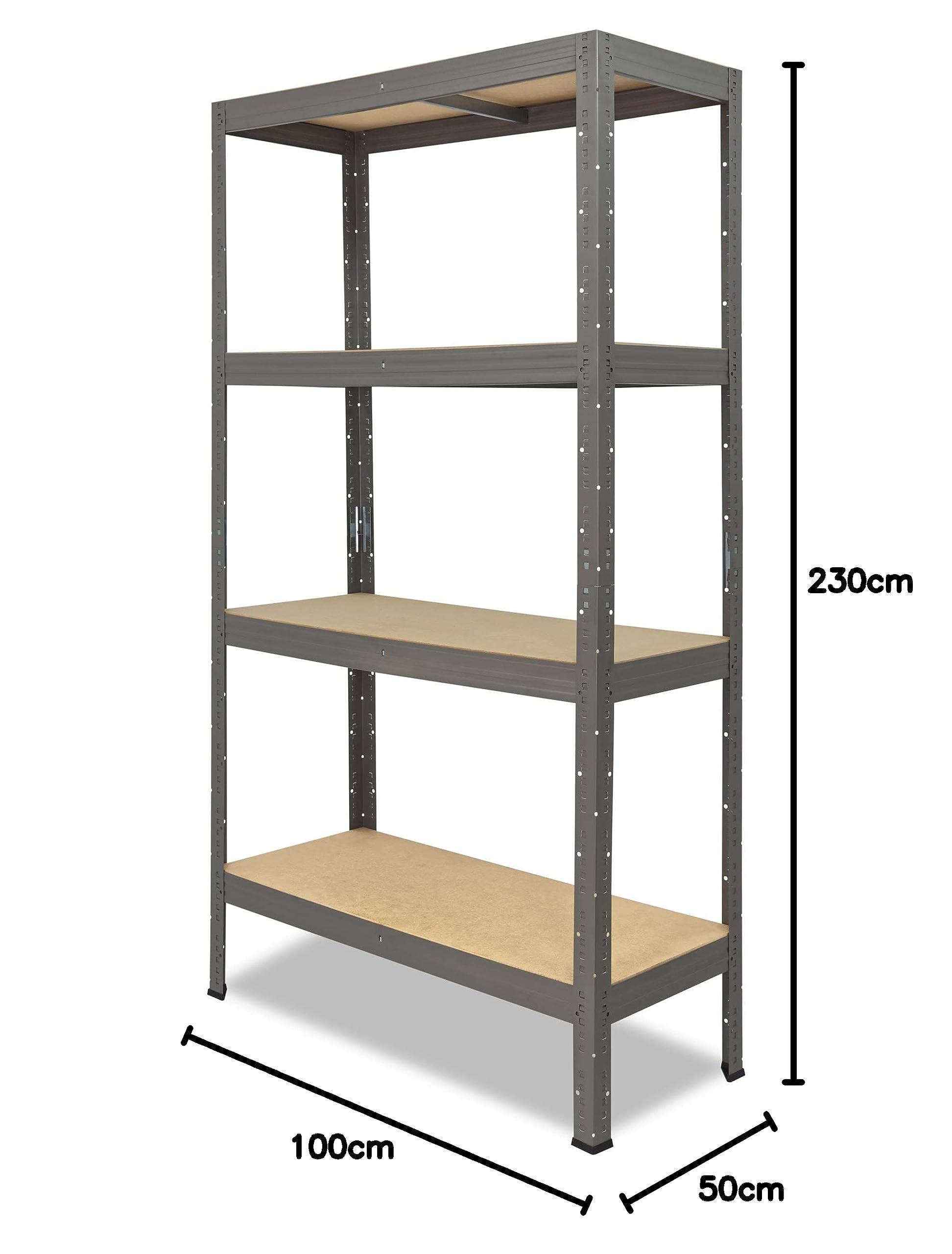 shelfplaza Pro 230x100x50cm regał metalowy szary: 4x200kg