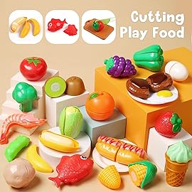 CUTE STONE Toy Kitchen Accessories Set, Play Food Sets for Kids Kitchen, Kids Cooking Sets with Play Pots and Pans, Utensils Cookware Toys, Toddler Kitchen Playset, Play Kitchen Toy for Girls Boys