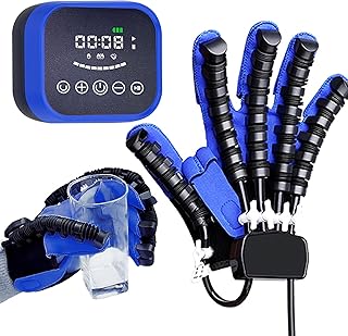 Guantes Roboticos Rehabilitación de Ictus Autoentrenamiento, Dispositivo de Rehabilitación de Manos para Hemiplejia de Accidente Cerebrovascular para Ar(Size:XL,Color:Tipo Derecho/Azul/Enchufable)