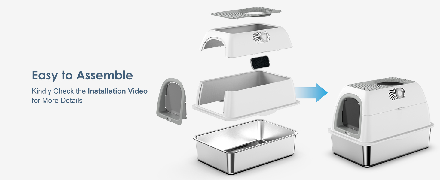 Amazon.com: Stainless Steel Top Entry Litter Box with Dog-Proof, Hooded  Stainless Steel Litter Box with Filter Lid & Scoop for Low Tracking,  Enclosed Cat Litter Boxes for Anti-Leakage Metal Litter Pan :