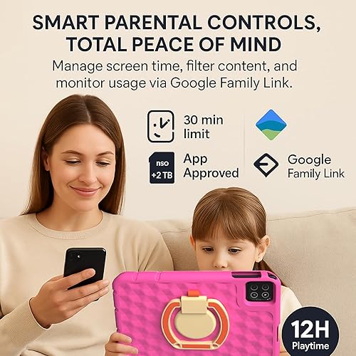 Miniatura 5 de NOBKLEN Tablet Android 15 de 10.1 pulgadas, 20 GB de RAM y 128 GB de almacenamiento, WiFi 6, pantalla HD, control parental, GPS, batería de 12