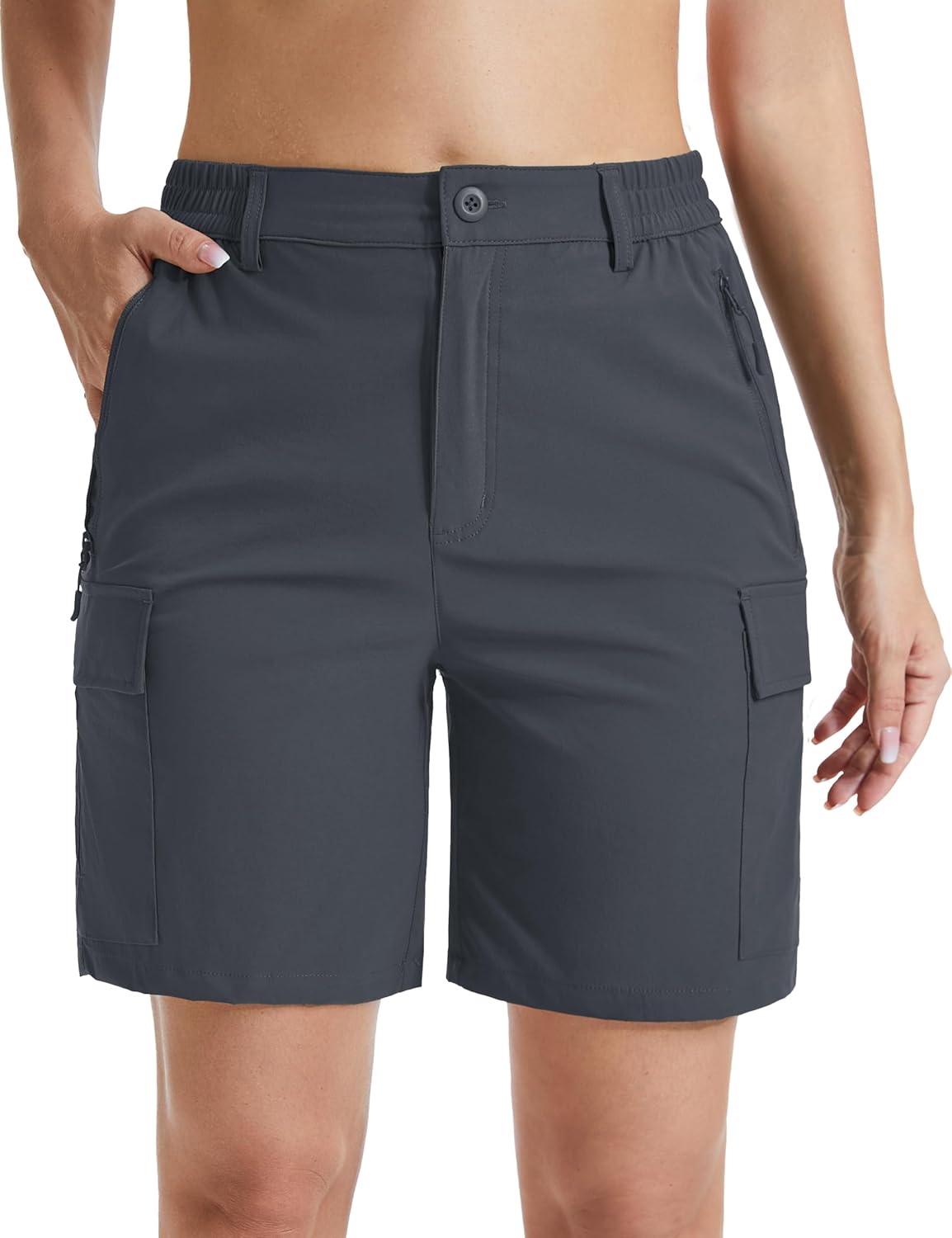 MAGCOMSEN Women's 7" Hiking Cargo Shorts Quick Dry Lightweight Golf Athlectic Casual Trendy Shorts with 5 Pockets - Image 2