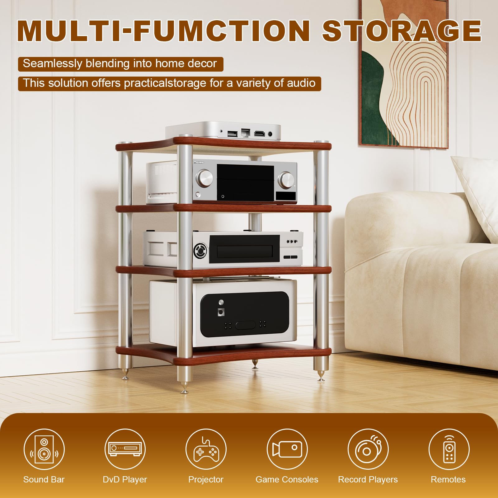 HiFi Rack Audio Regal Medienständer | TV Rack, Entertainment-Center, Schallplattenständer, Für Verstärker