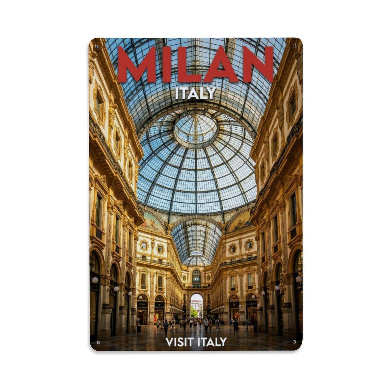 Olhnbad Style Cityscape Milan Italy Realism City Travel Metal Tin Sign